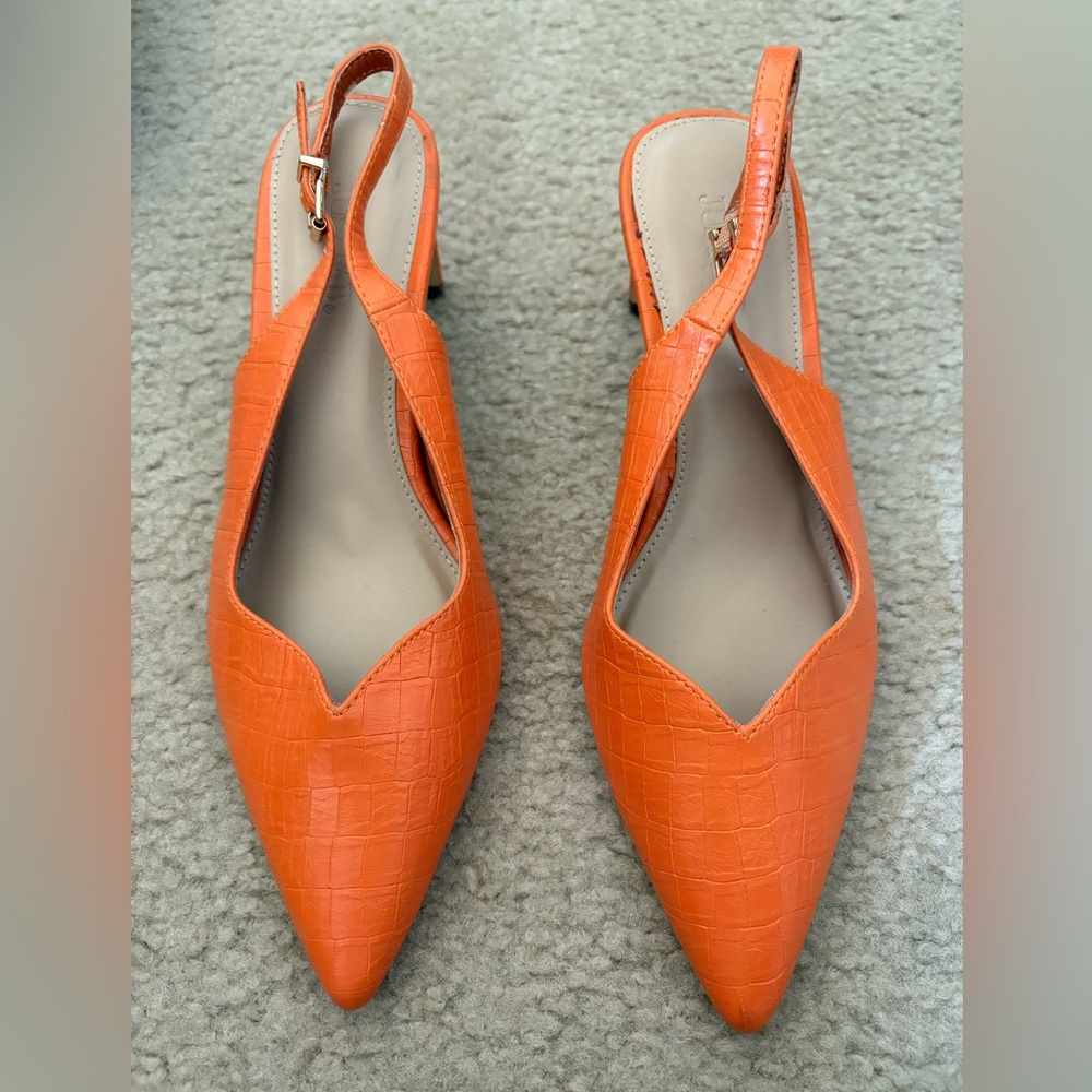JustFab Vibrant Orange Slingback Heels